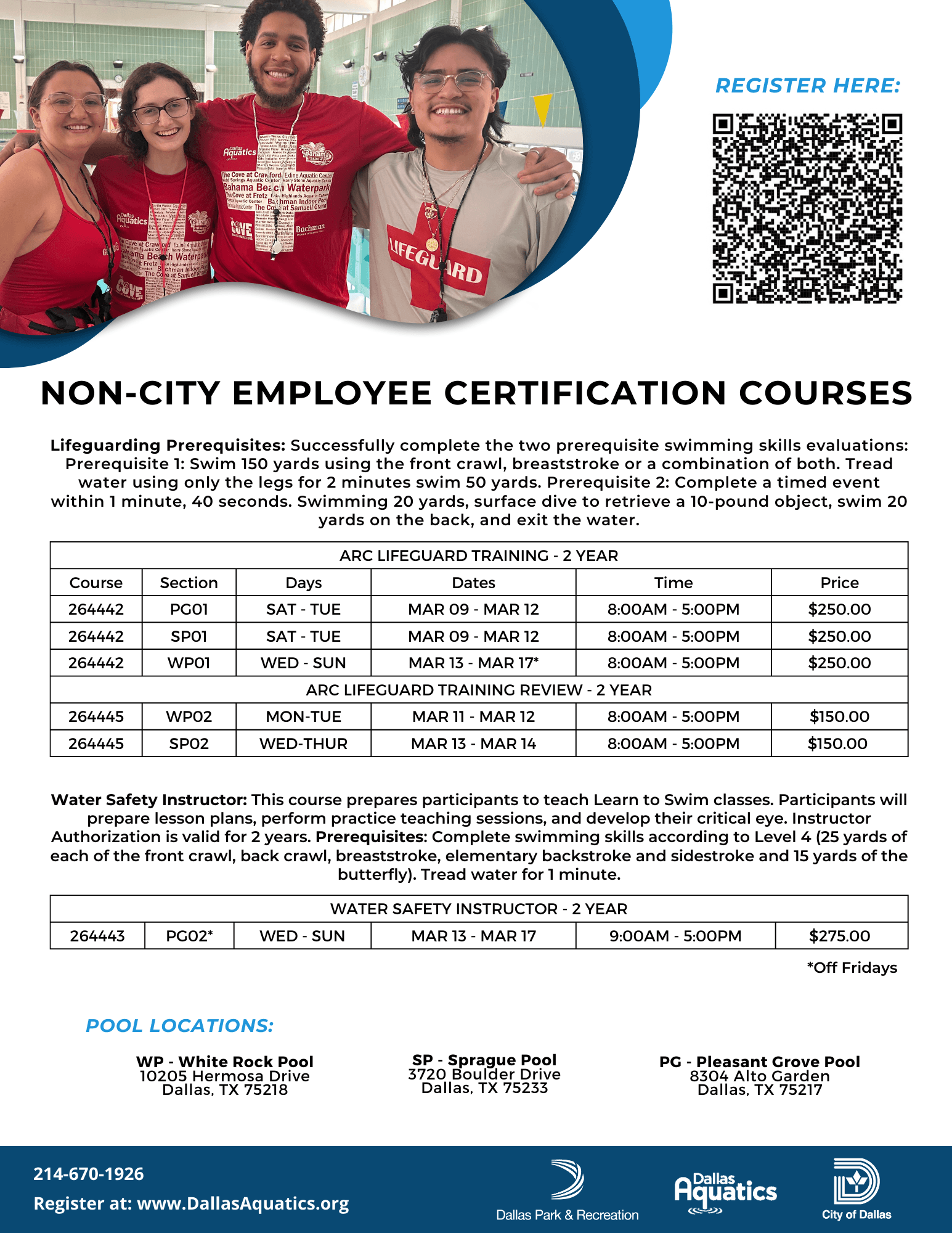 2024 Non-City Spring Break Training Flyer